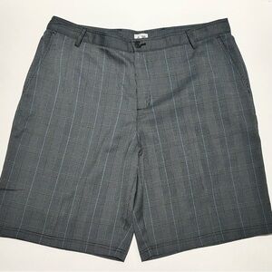 Adidas Men’s chino shorts size 38 Black Blue Plaid Flat front Golf Activewear